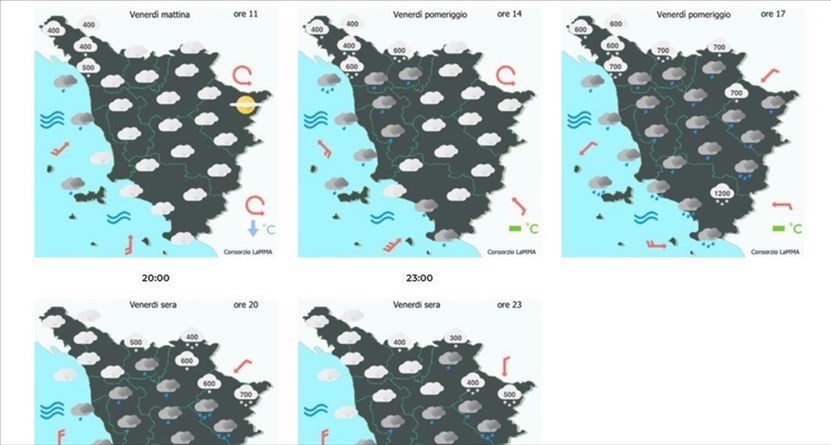 Meteo Lamma Toscana per venerdì 10 dicembre