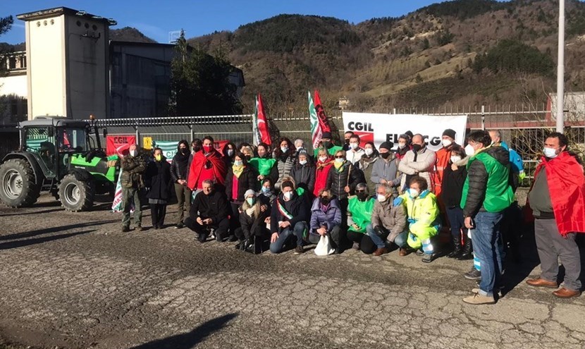 I lavoratori in presidio a Marradi