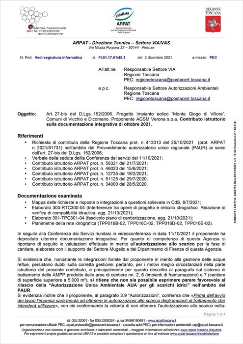 La relazione sugli scarichi