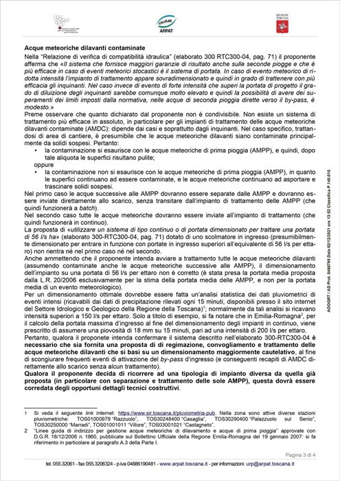 La relazione sugli scarichi