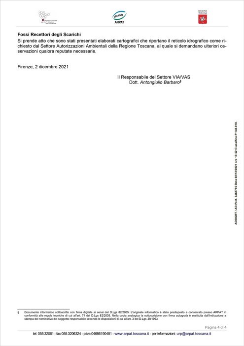 La relazione sugli scarichi