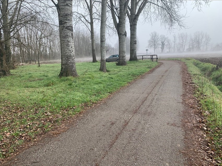 L'auto stamani sulla ciclabile
