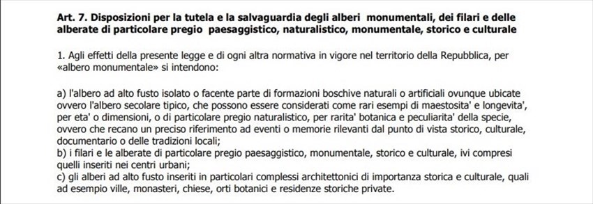 L'articolo 7 della legge 10 del 2013