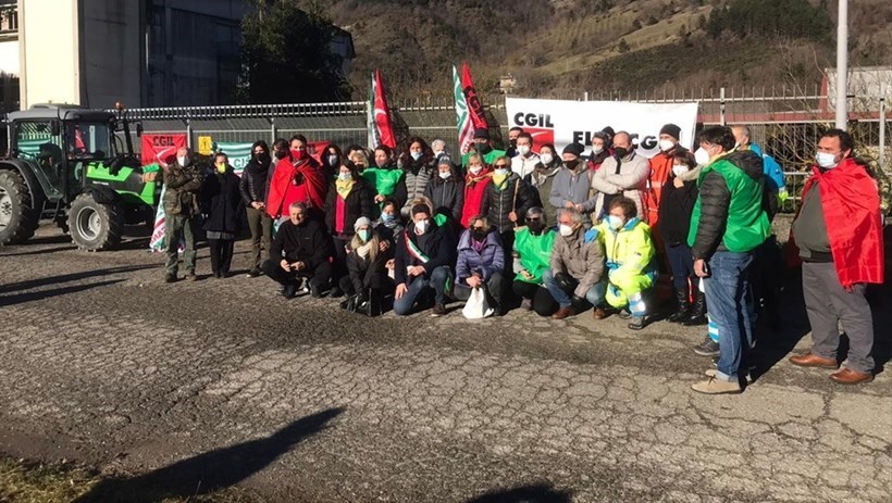 I lavoratori in presidio a Marradi