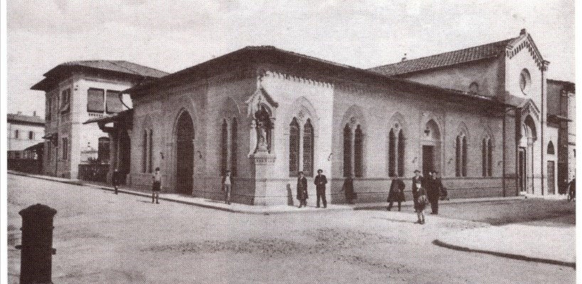 Una vecchia immagine panoramica della sede Sociale della Misericordia di Borgo San Lorenzo.