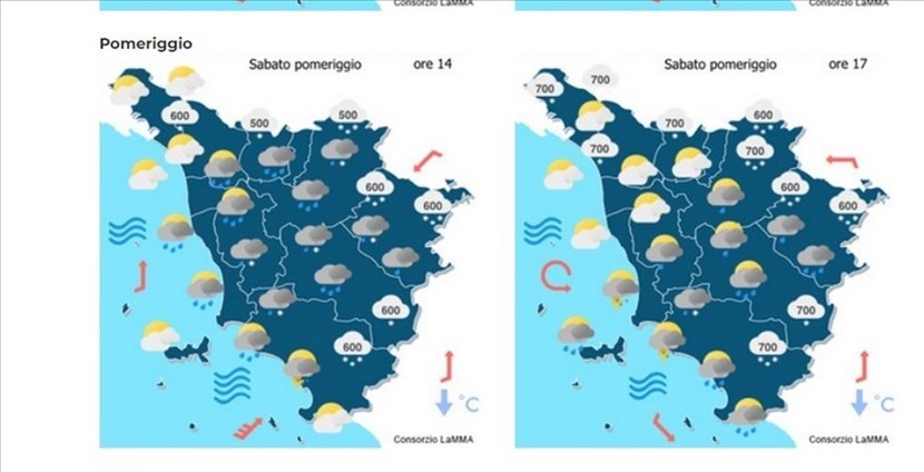 Le previsioni per sabato 1 aprile