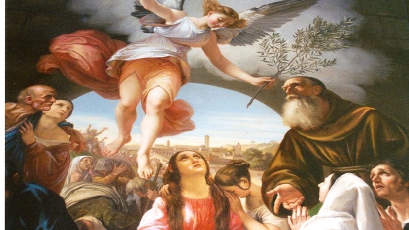 Un particolare, con sullo sfondo il castello del Borgo e i personaggi menzionati nel testo.