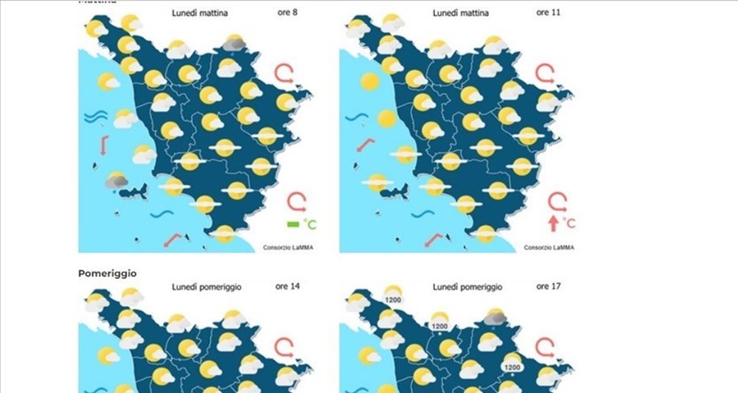 Lamma. Le previsioni per lunedì 4 aprile
