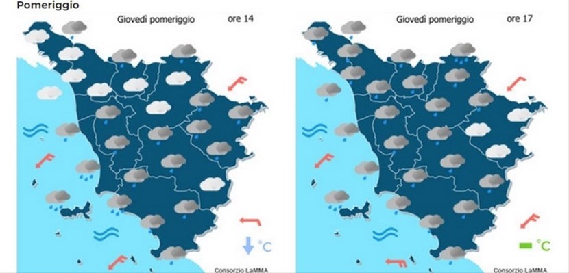 Le previsioni per giovedì