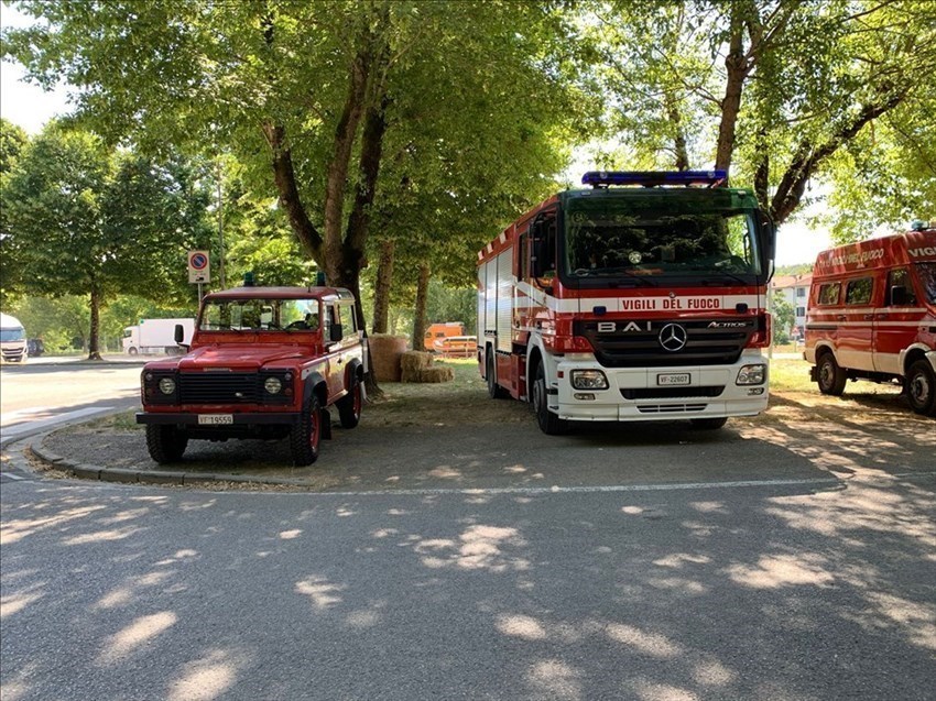 I mezzi dei Vigili del Fuoco alla Font Boario