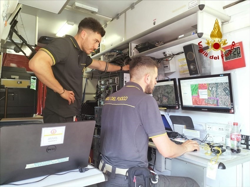 Il punto avanzato di ricerca dei Vigili del Fuoco