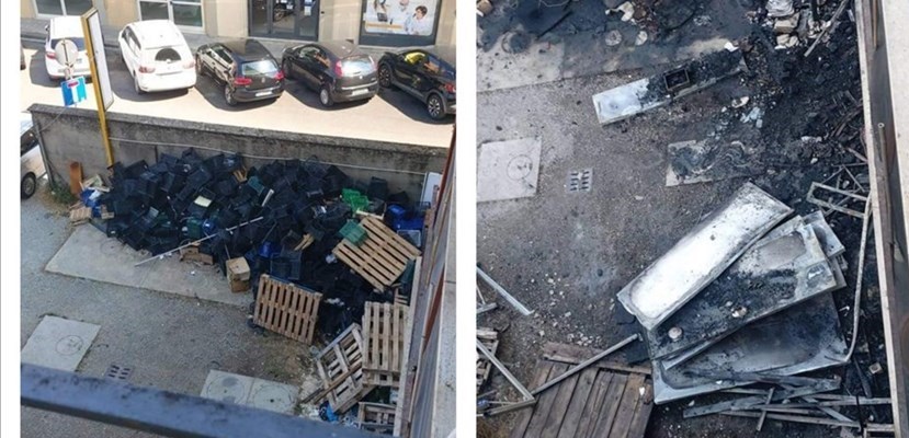 Le foto. Da sinistra il materiale bruciato prima e dopo