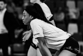 La giocatrice della E-Work Busto Arsizio Loveth Oghosasere Omoruyi.