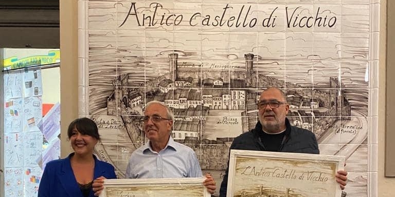 Il pannello sull’antico castello di Vicchio