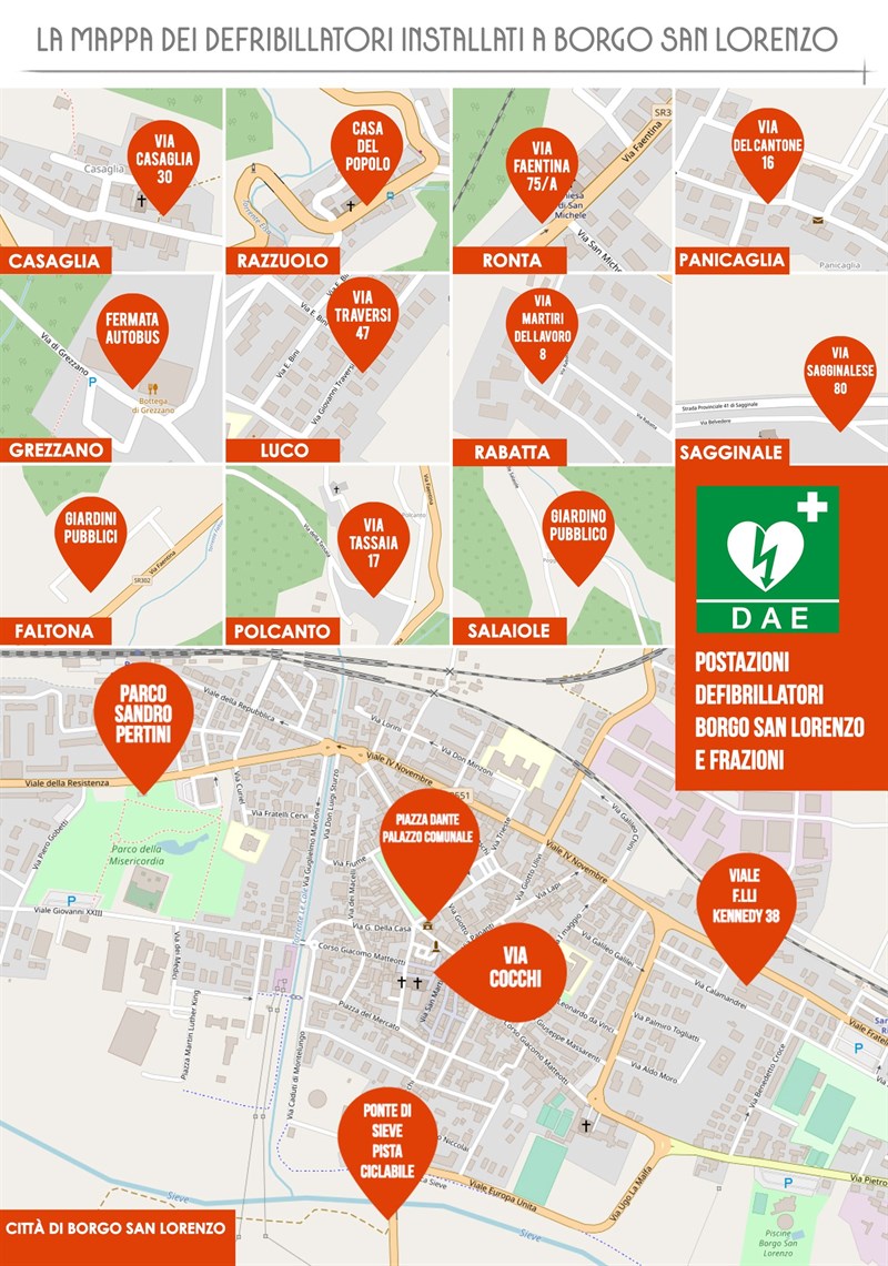La mappa dei defibrillatori