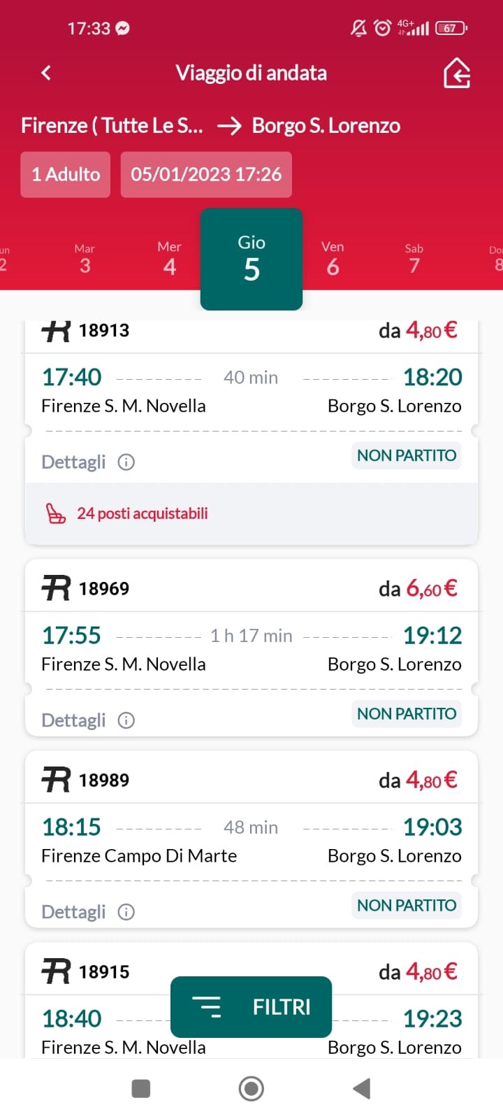 Uno screen della ricerca