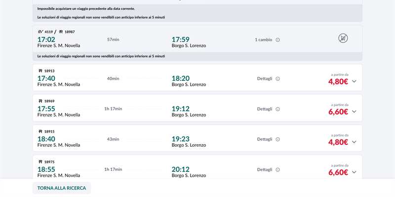 Uno screen degli orari