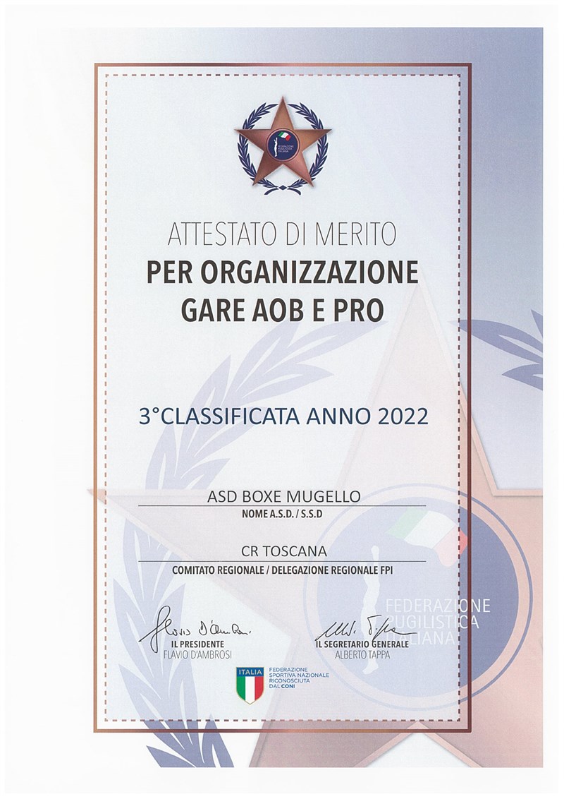 Gli attestati Boxe Mugello