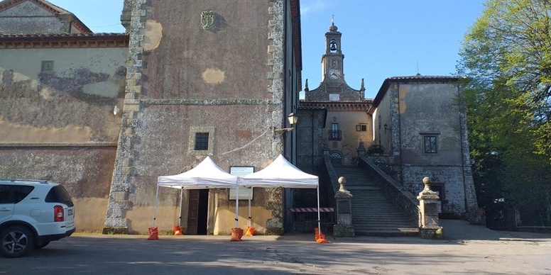la preparazione del check point a Monte Senario