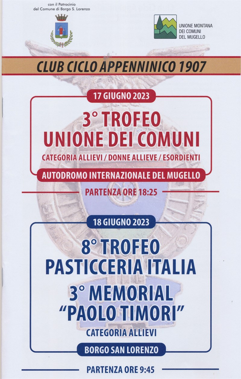 La locandina delle gare ciclistiche nel Mugello.