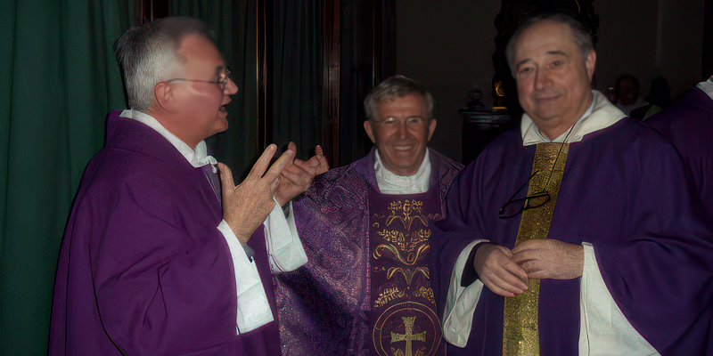 Don Pasquale con don Giancarlo Corti e don Romano Nencioli