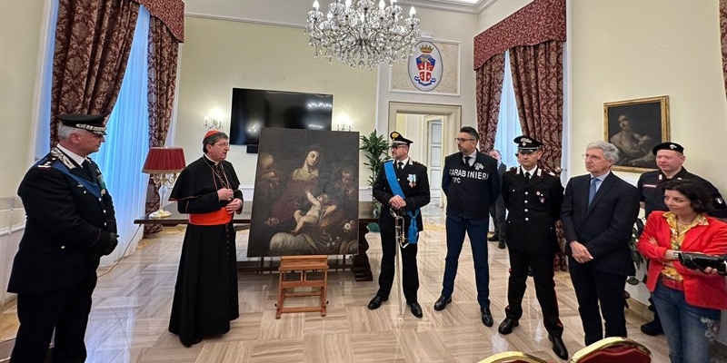 Riconsegna del quadro rubato a Borgo nel 1988