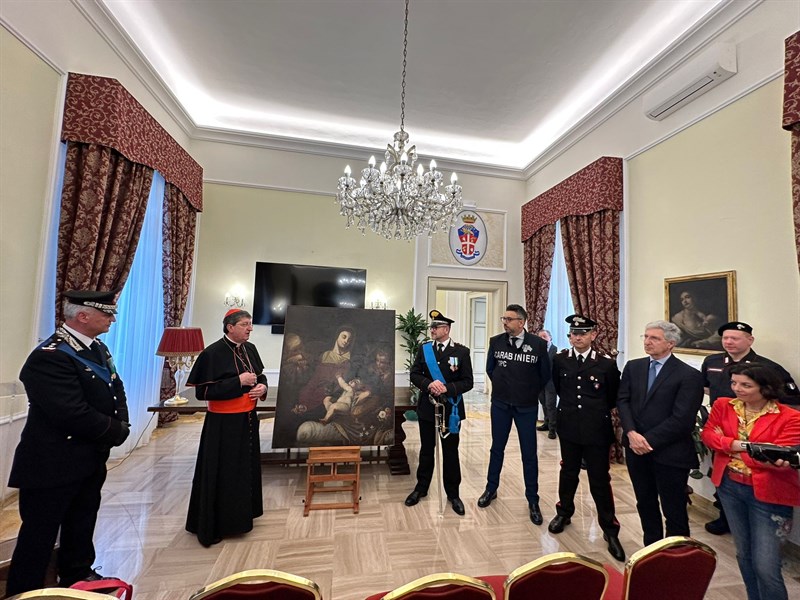 Riconsegna del quadro rubato a Borgo nel 1988