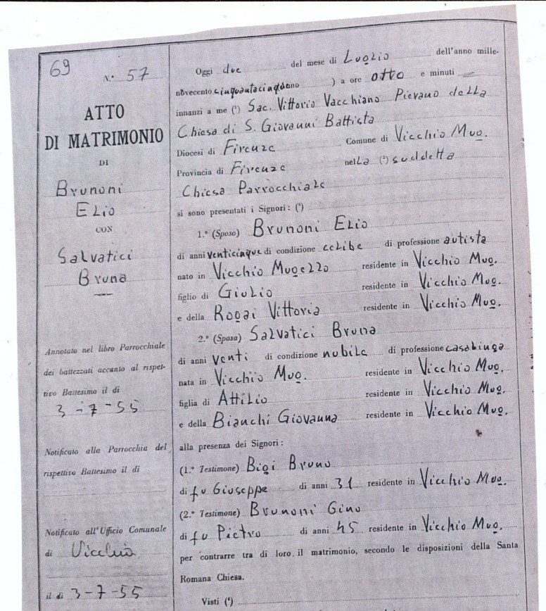 L’Atto di matrimonio della Pieve di San Giovanni Battista a Vicchio