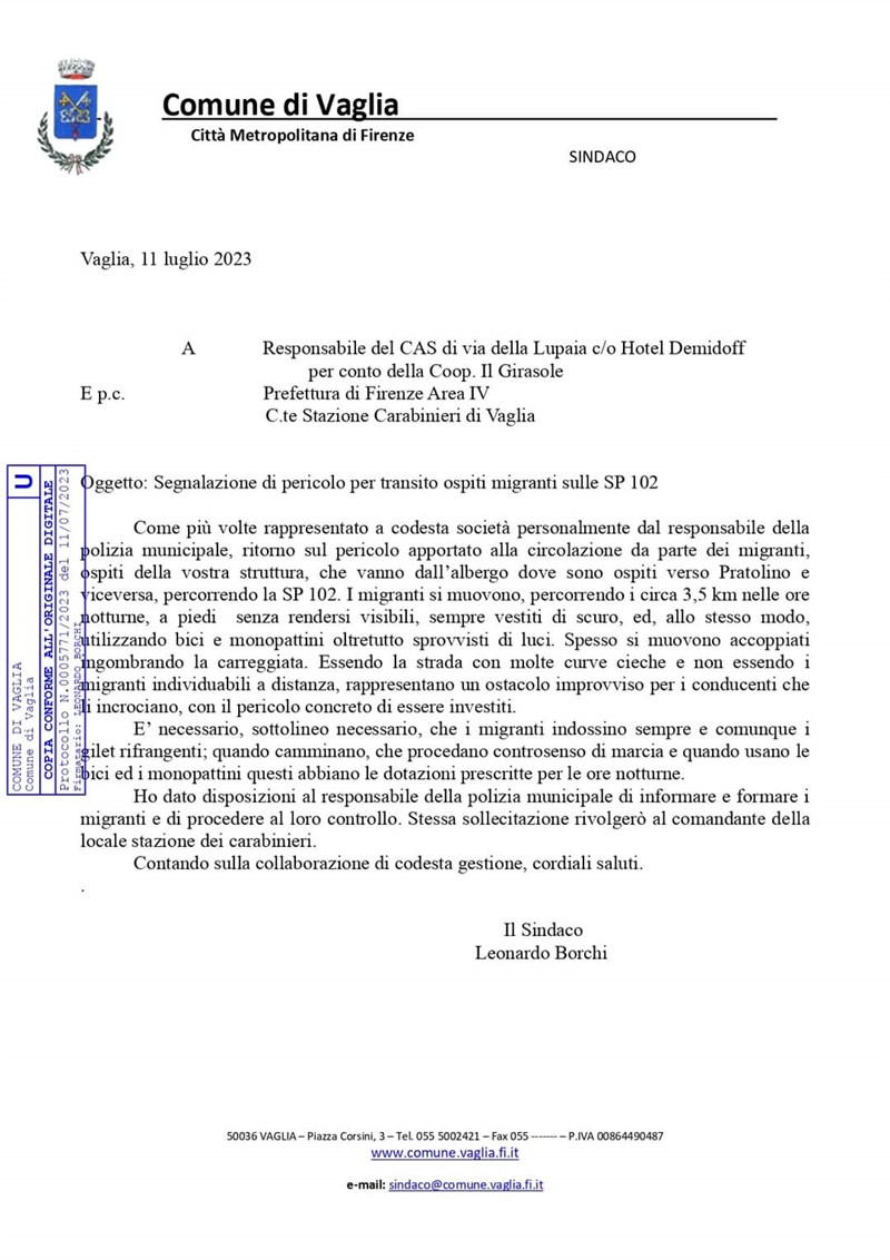 La lettera di Borchi