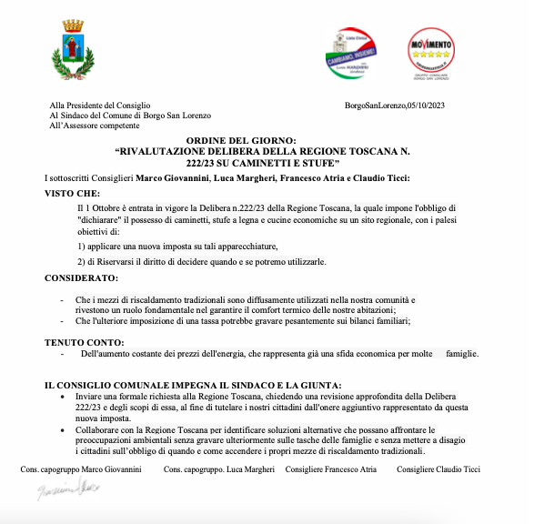 Il testo dell'Ordine del Giorno