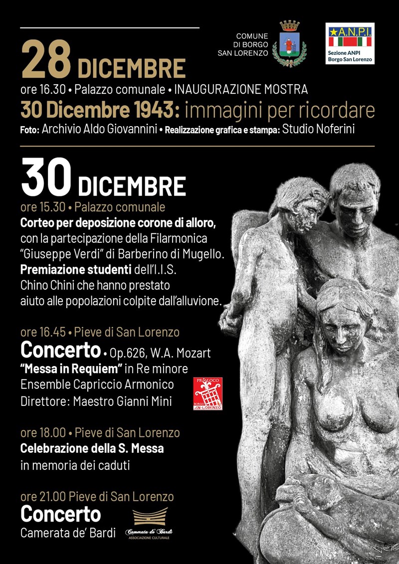 La locandina degli eventi a ricordo del tragico bombardamento