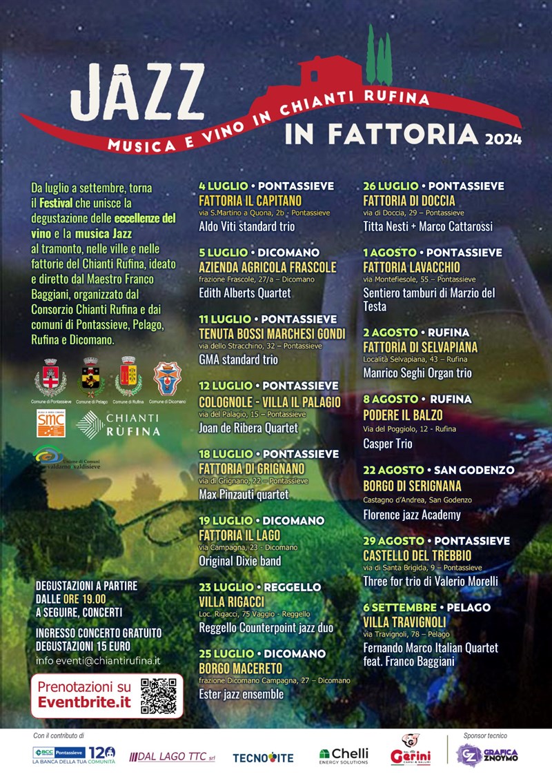 Locandina dell'evento ""Jazz in fattoria"",""Ufficio Stampa - Comune Pontassieve