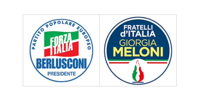 I loghi del gruppo ""Fratelli d'Italia e Forza Italia"",""Centro destra unito Marradi