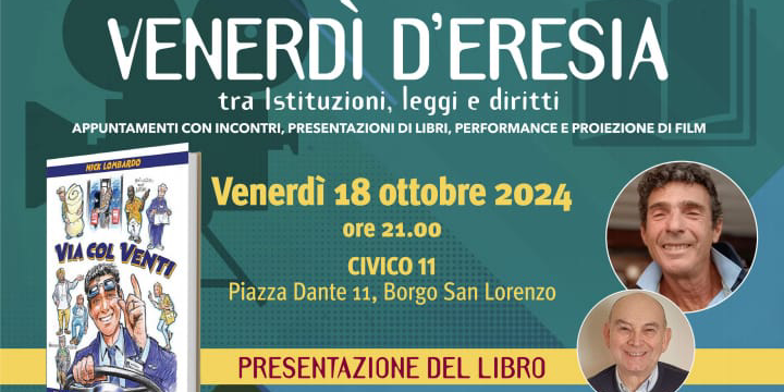 Un taglio della locandina di presentazione del libro Via col Venti