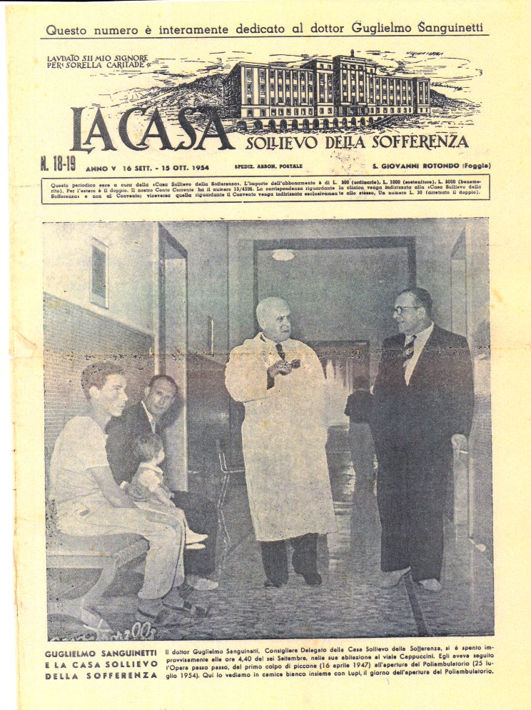 Anno 1954 - Il frontespizio del settimanale di Casa Sollievo della Sofferenza.