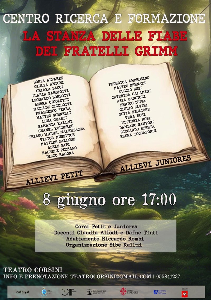 La locandina dello spettacolo ""La stanza delle fiabe dei fratelli Grimm"",""N. c.