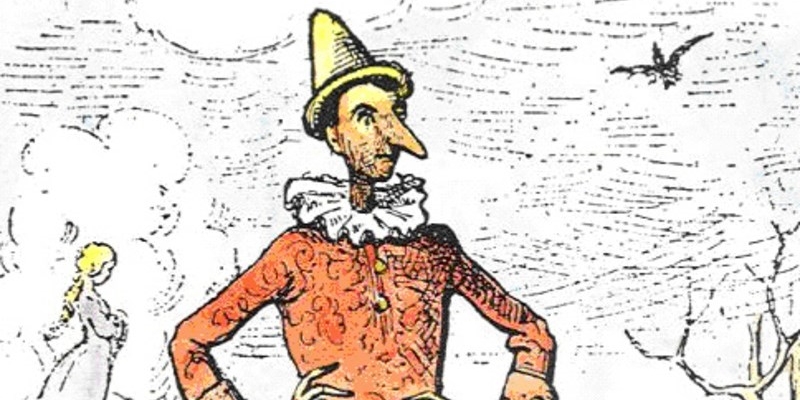 Immagine: Pinocchio, nella prima edizione in volume del 1883 illustrata da Enrico Mazzanti