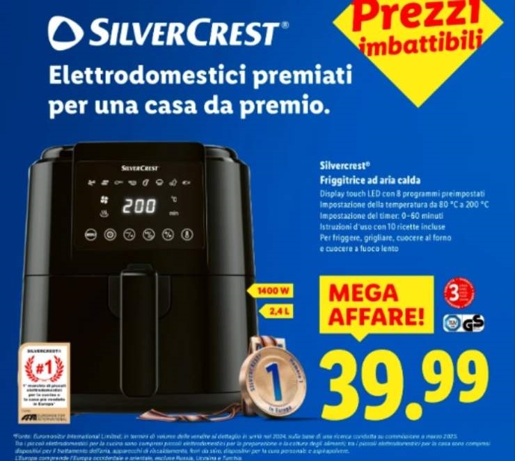B709b4 friggitrice ad aria silvercrest lidl 12122025 okmugello it