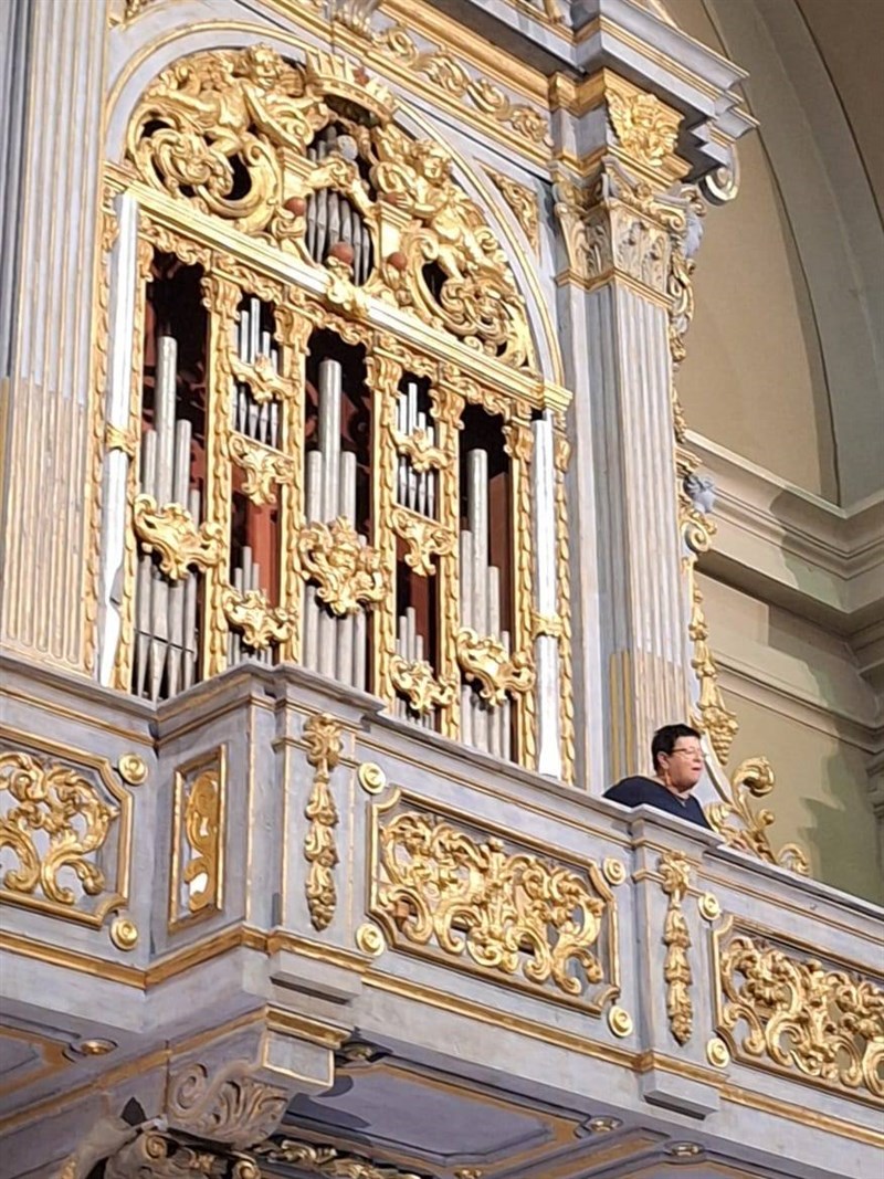 L’ organo “Stefanini 1696” con alla tastiera la Prof. Marilisa Cantini.