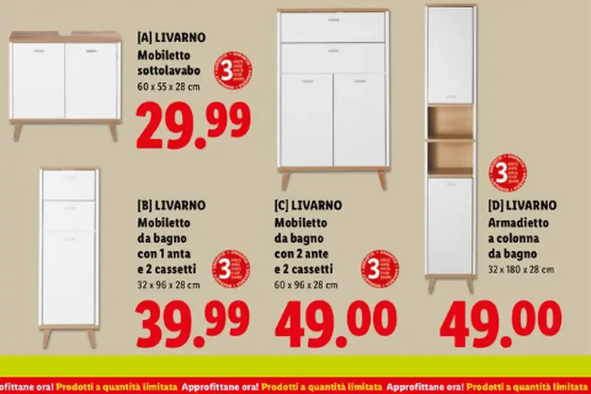 offerta lidl mobili bagno