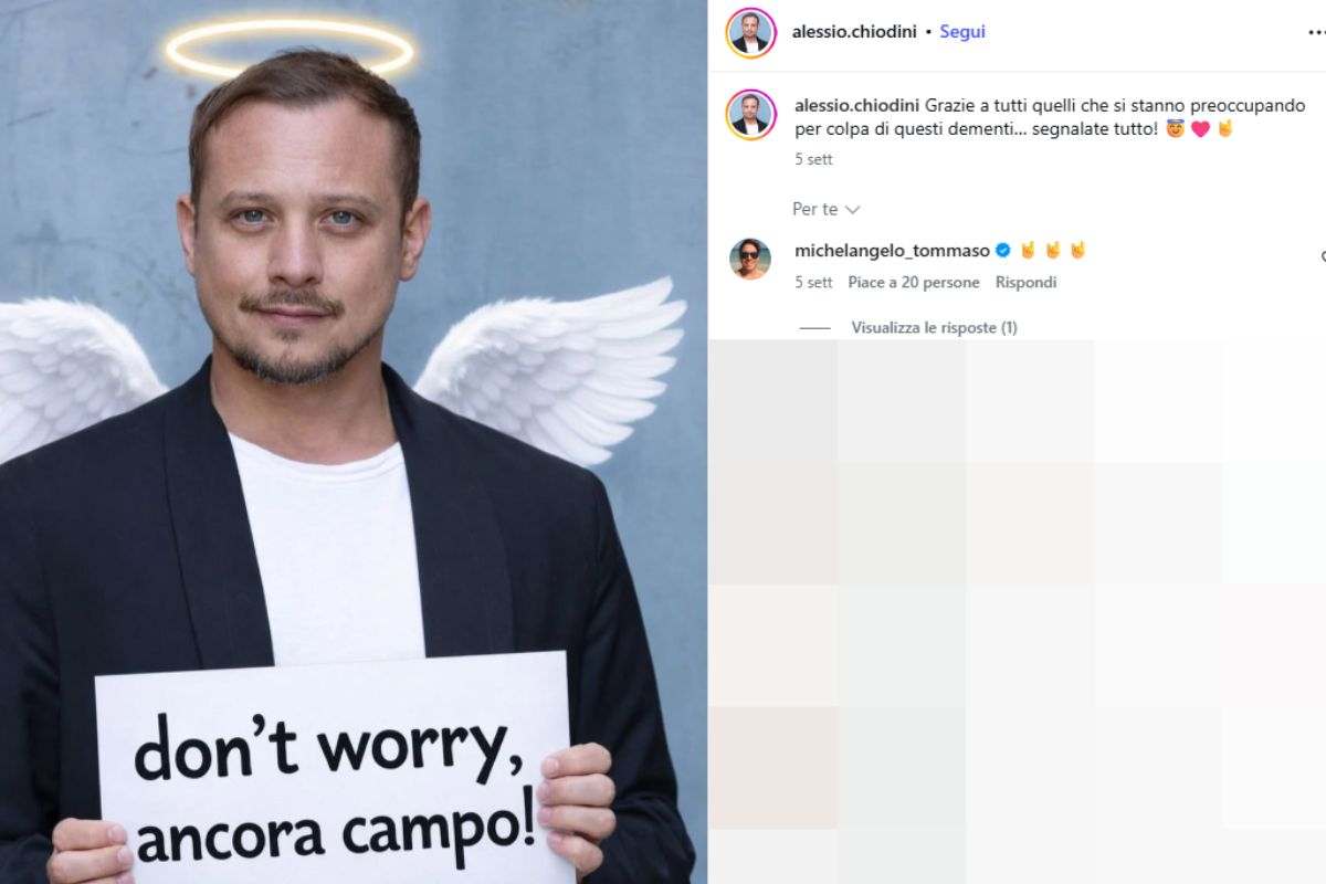 post Instagram pubblicato dall'attore Chiodini in risposta alla fake news