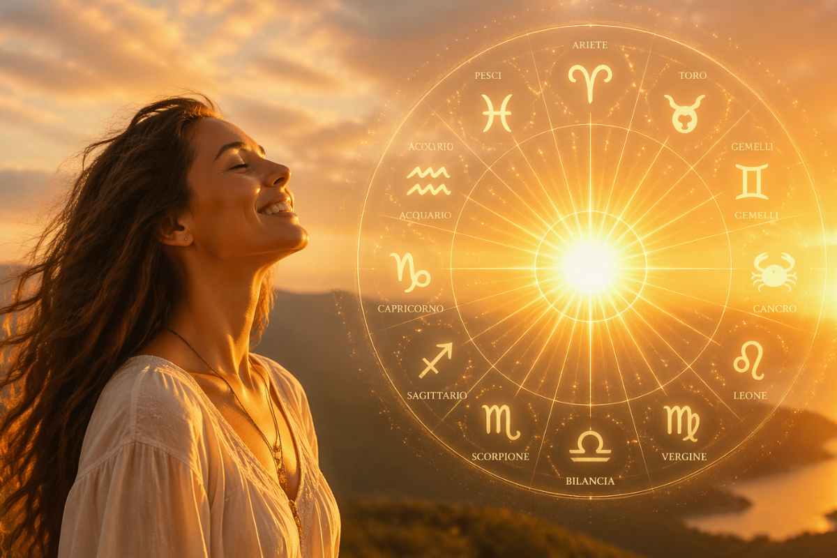 Ruota segni zodiacali e donna sole