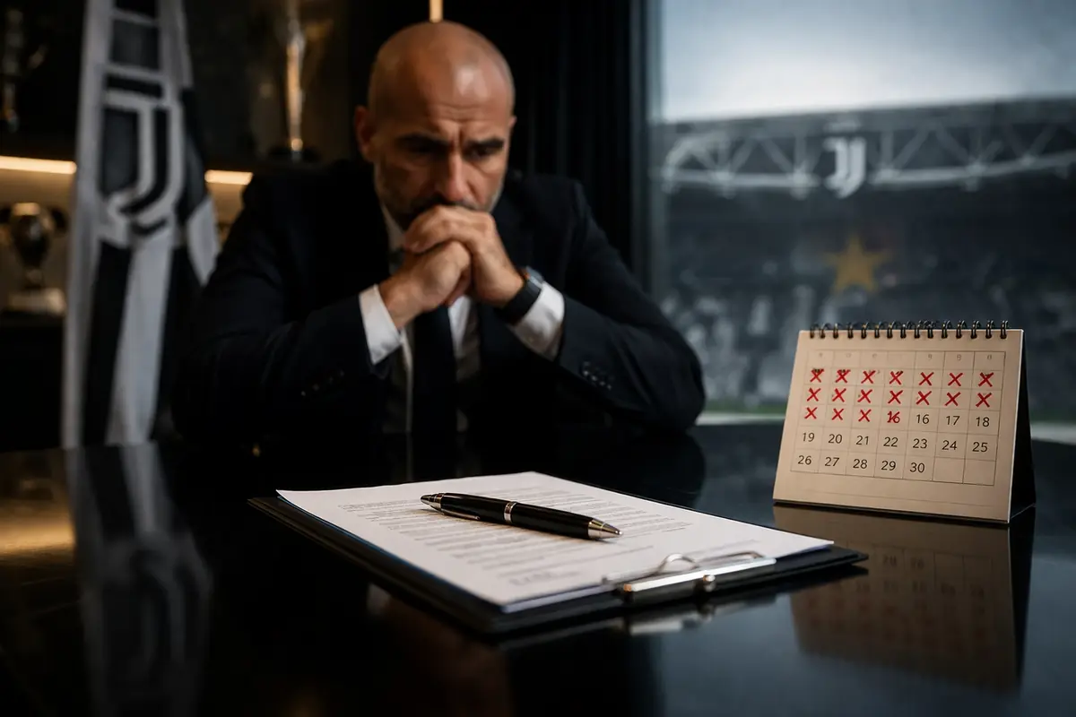 Dubbi di Spalletti sulla firma del rinnovo con la Juve, immagine creata con intelligenza artificiale