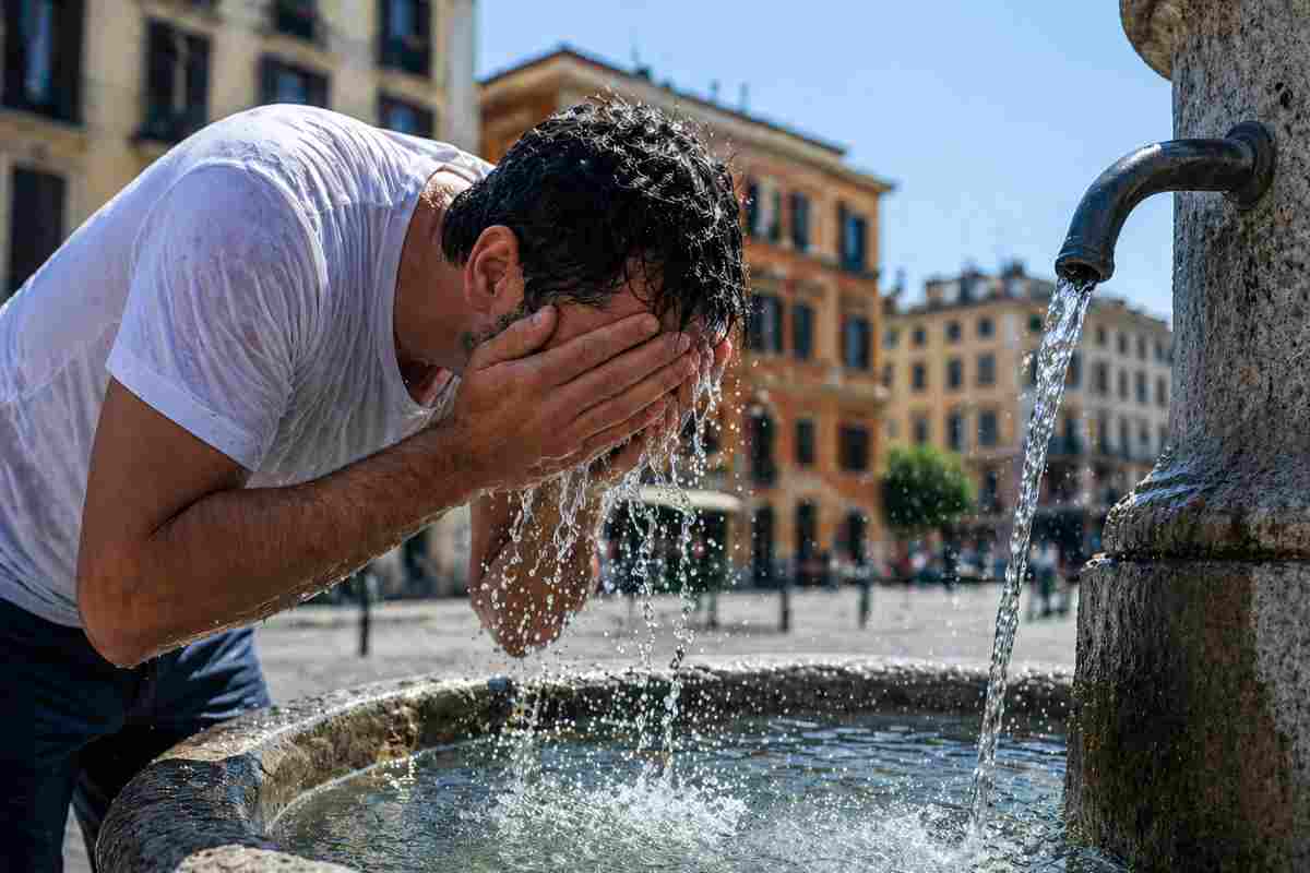 Uomo caldo fontana