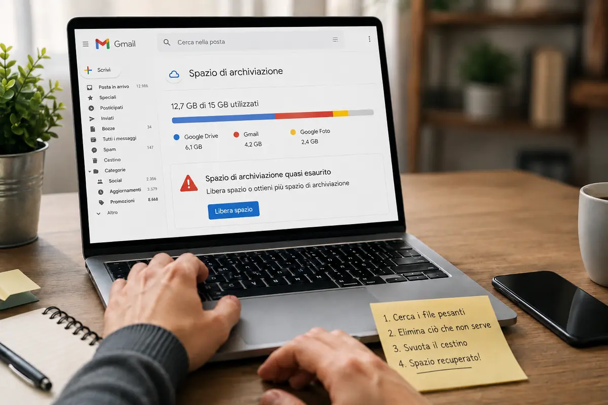 Liberare spazio su Gmail eliminando file pesanti e messaggi inutili