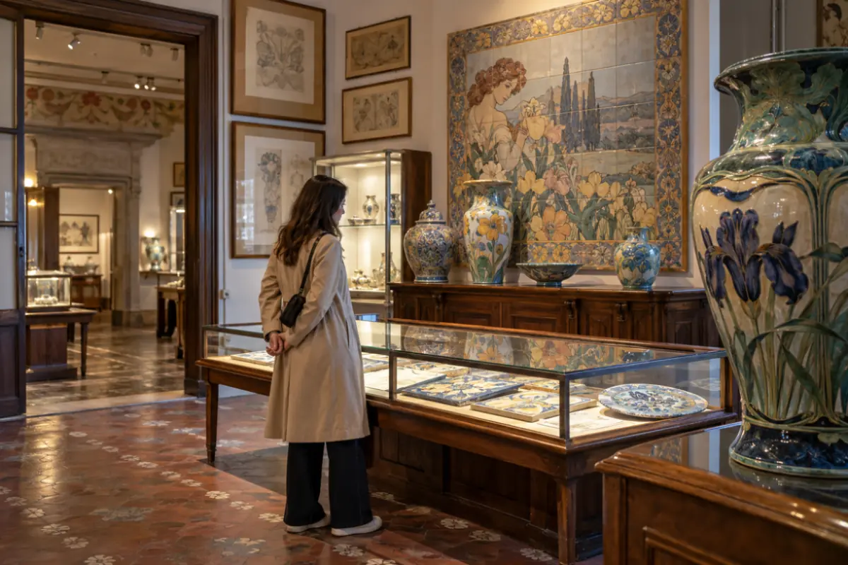 Ceramiche e opere liberty esposte nel percorso museale