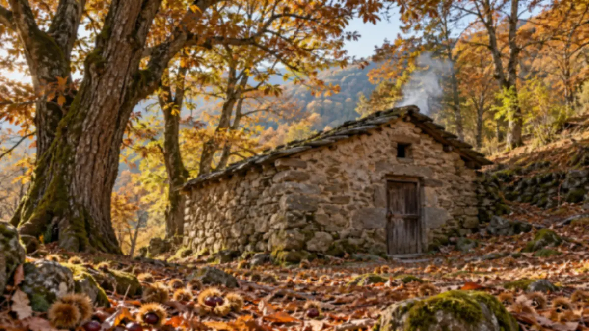 Antico seccatoio tra i castagni dell Appennino