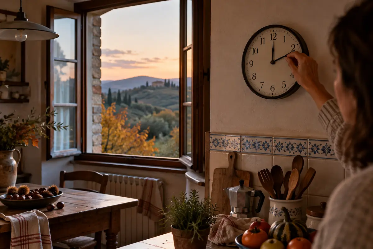 Cambio dell ora solare in una cucina toscana