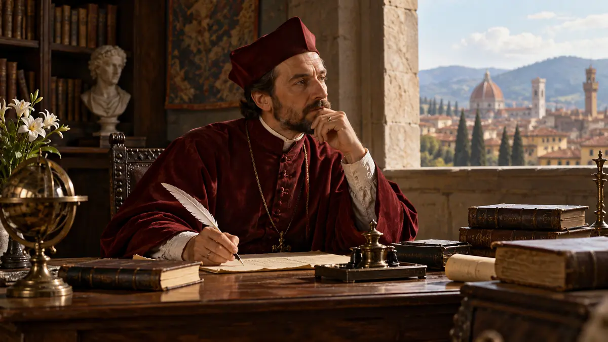 Giovanni della Casa nel suo studio rinascimentale