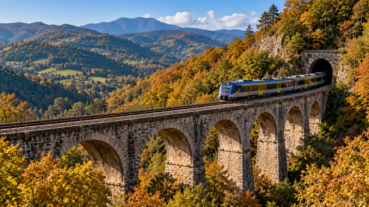 Il treno della Faentina sul viadotto appenninico
